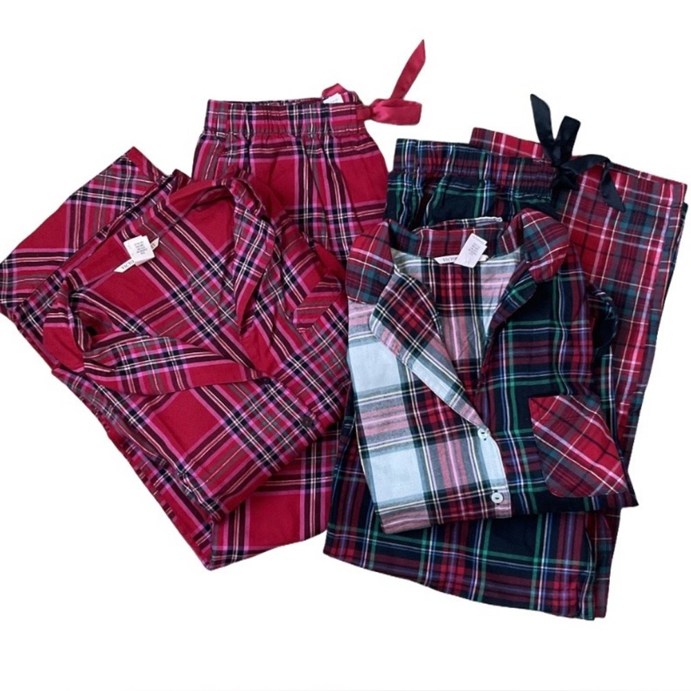 Victoria’s Secret Plaid Pajama Bundle Size S Short Cabincore Winter Cozy
